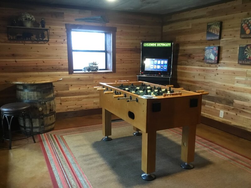 Game room with foosball and arcade